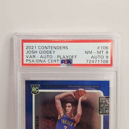 Josh Giddey 2021/22 Contenders Playoff Ticket Variation Auto #106 **PSA NNM-MT 8** - Premium  from 1of1 Collectables - Just $550! Shop now at 1of1 Collectables