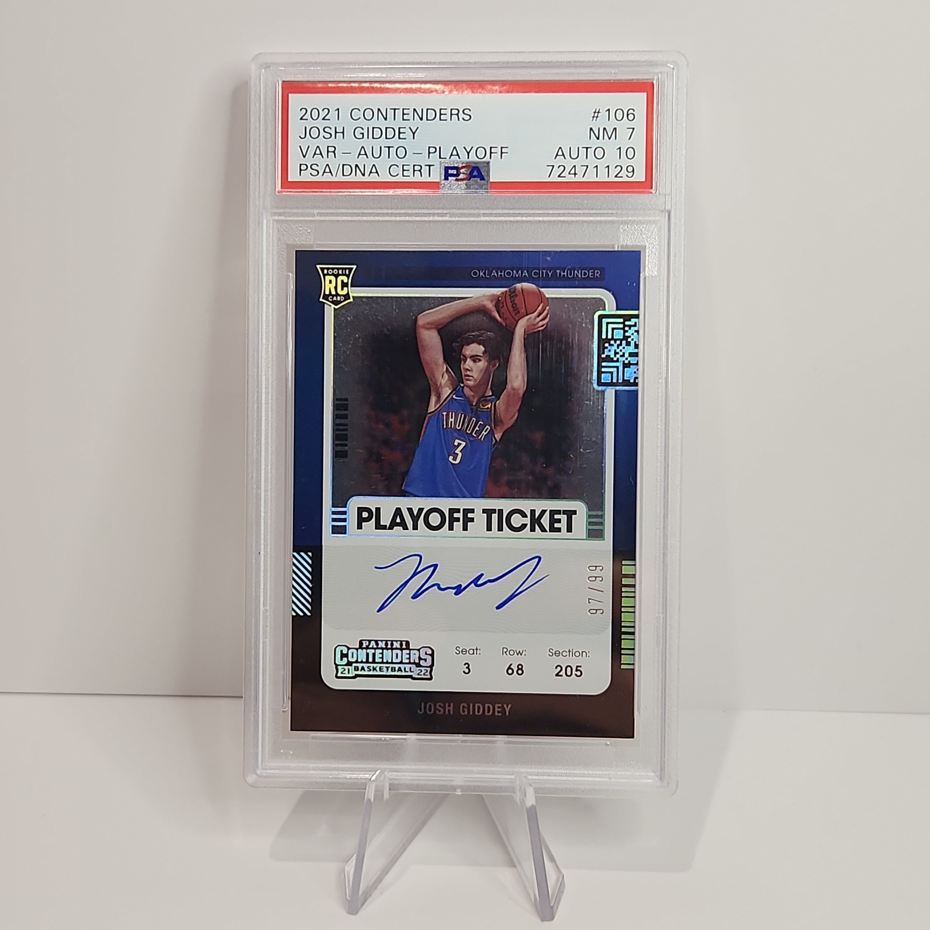Josh Giddey 2021/22 Contenders Playoff Ticket Variation Auto #106 **PSA NM 7** - Premium  from 1of1 Collectables - Just $495! Shop now at 1of1 Collectables