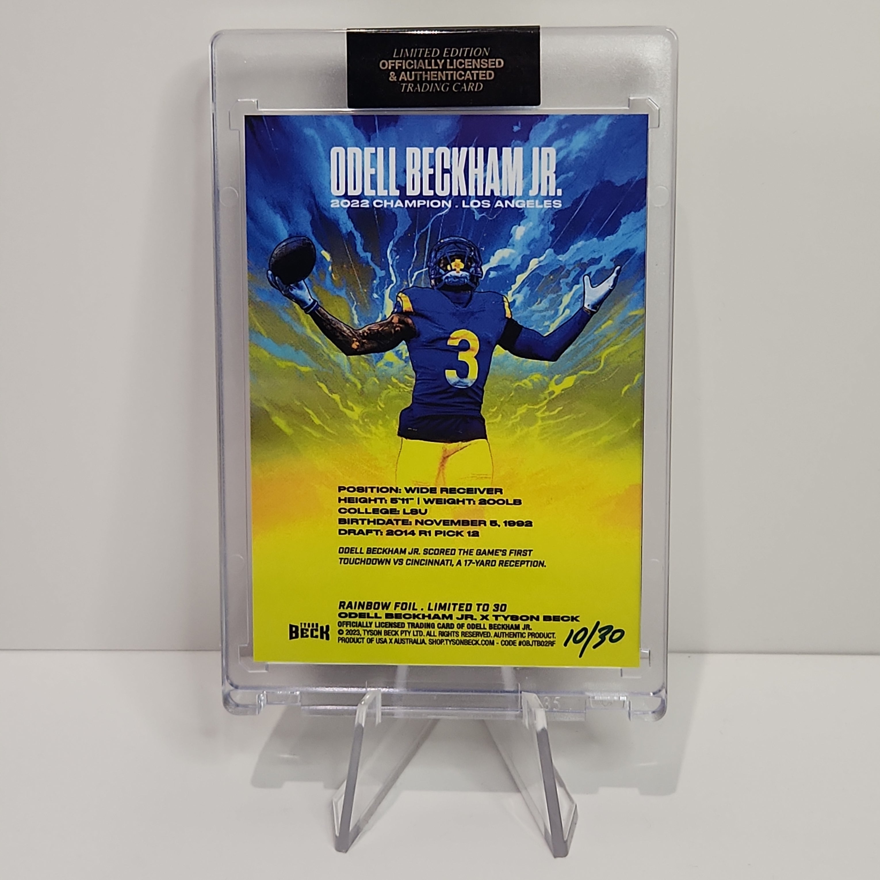 Odell Beckham Jr. 2023/24 Tyson Beck 2022 Champion Rainbow Foil **Limited to 30 - 10/30** - Premium  from 1of1 Collectables - Just $295! Shop now at 1of1 Collectables