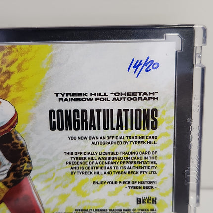 Tyreek Hill 2023/24 Tyson Beck "Cheetah"  Rainbow Foil Autograph **Limited to 20 - 14/20** - Premium  from 1of1 Collectables - Just $650! Shop now at 1of1 Collectables