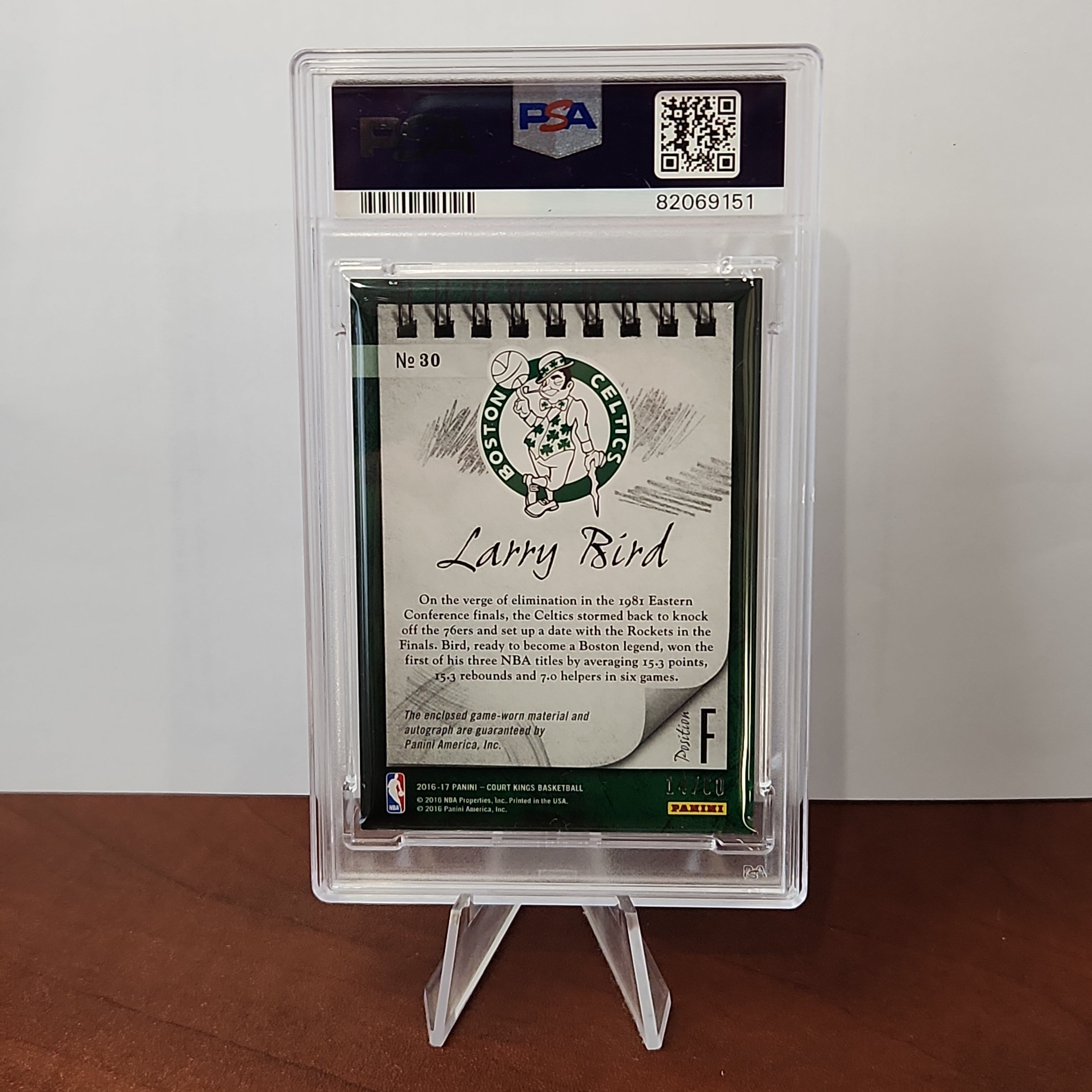 Larry Bird 2016/17 Court Kings Sketches/Swatches **PSA NM-MT 8** POP 1 - 14/60 - Premium  from 1of1 Collectables - Just $395! Shop now at 1of1 Collectables