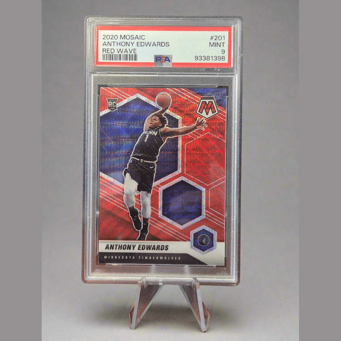 Anthony Edwards 2020/21 Mosaic Red Wave RC #201 **PSA MINT 9** - 1of1 Collectables