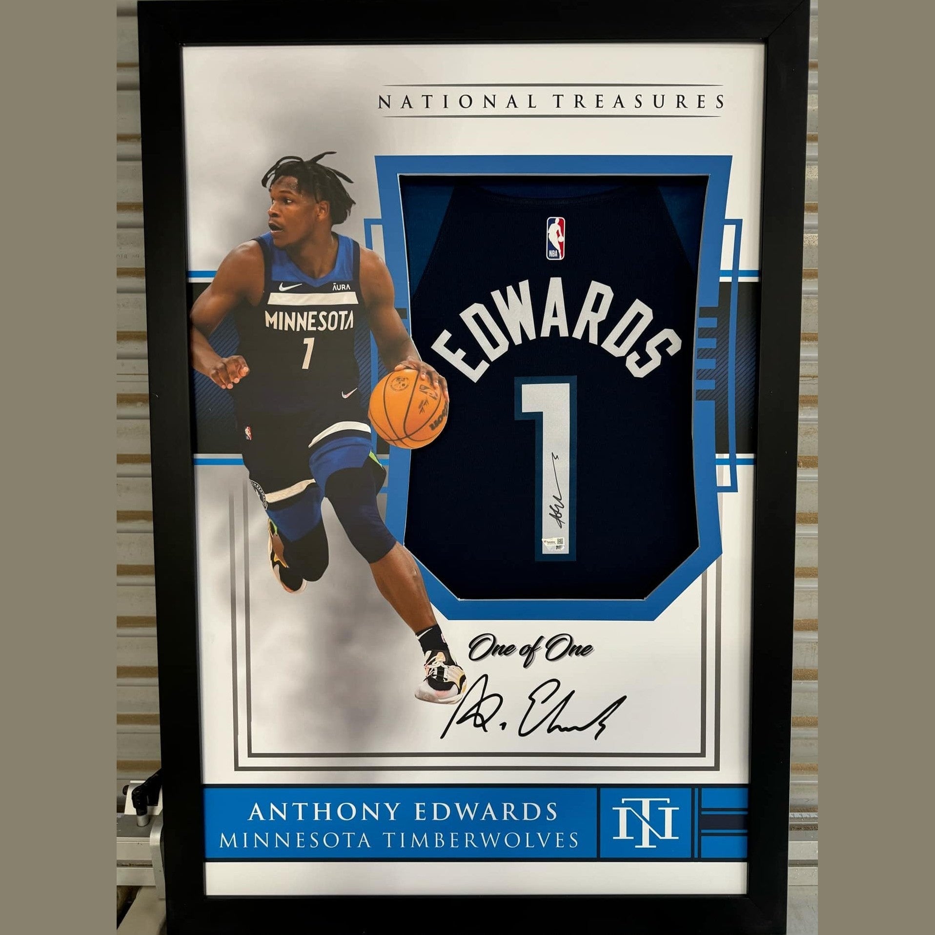 Anthony Edwards Minnesota Timberwolves Signed Jersey - National Treasures Framed **FANATICS AUTHENTICATED** - 1of1 Collectables