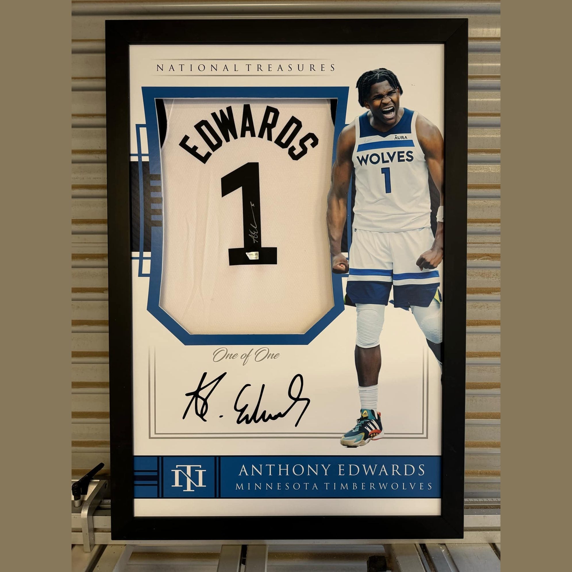 Anthony Edwards Minnesota Timberwolves Signed white Jersey - National Treasures Framed **FANATICS AUTHENTICATED** - 1of1 Collectables