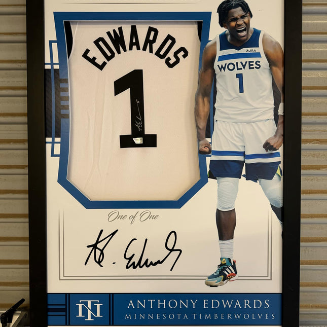 Anthony Edwards Minnesota Timberwolves Signed white Jersey  - National Treasures Framed **FANATICS AUTHENTICATED** - Premium  from 1of1 Collectables - Just $2700! Shop now at 1of1 Collectables