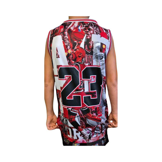 BASKETBALL SINGLET: NBA BULLS MICHAEL JORDAN COLLAGE (SIZES AVAILABLE) - 1of1 Collectables