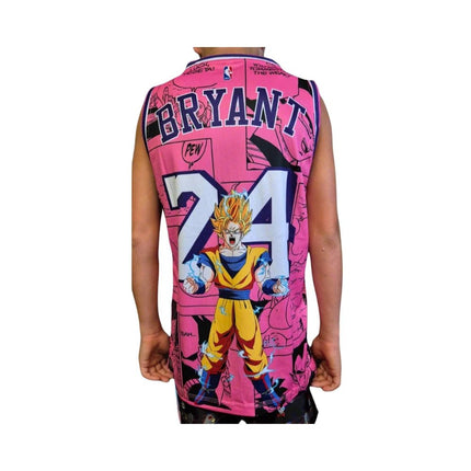 BASKETBALL SINGLET: NBA LAKERS KOBE BRYANT X DRAGON BALL Z PINK (SIZES AVAILABLE) - 1of1 Collectables