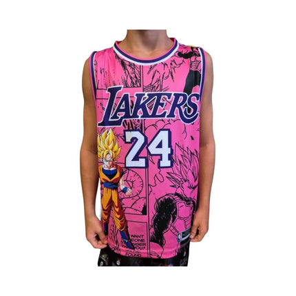 BASKETBALL SINGLET: NBA LAKERS KOBE BRYANT X DRAGON BALL Z PINK (SIZES AVAILABLE) - 1of1 Collectables