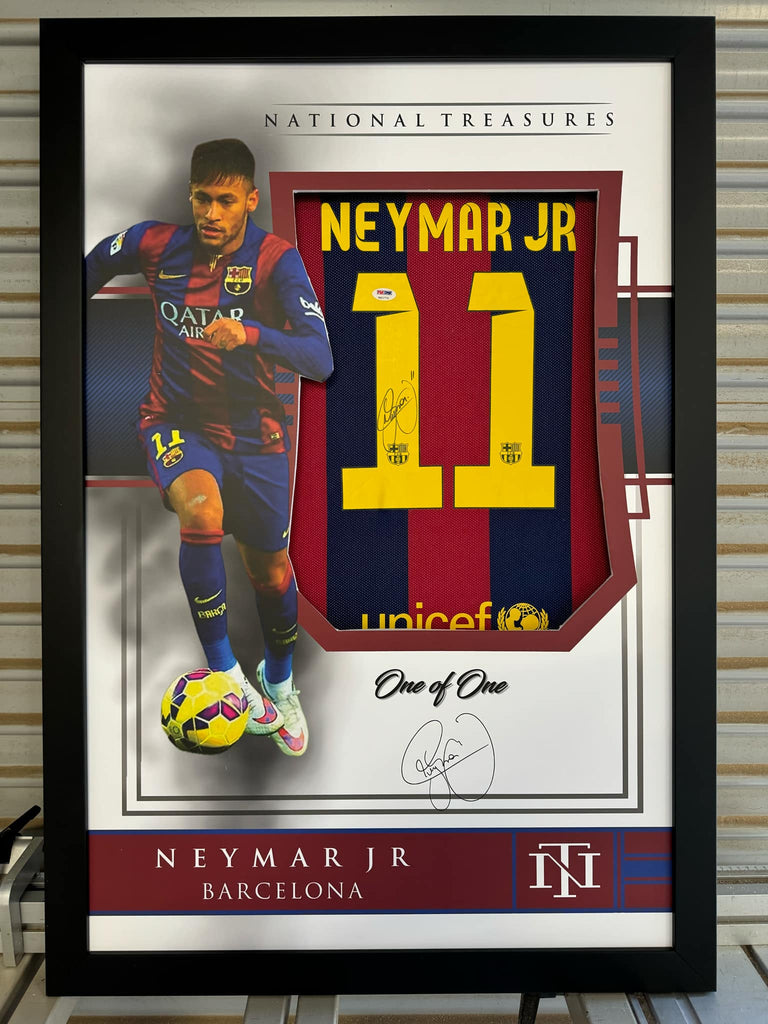 Neymar Jr FC Barcelona Signed Jersey  - National Treasures Framed **PSA DNA AUTHENTICATED** - Premium  from 1of1 Collectables - Just $1850! Shop now at 1of1 Collectables