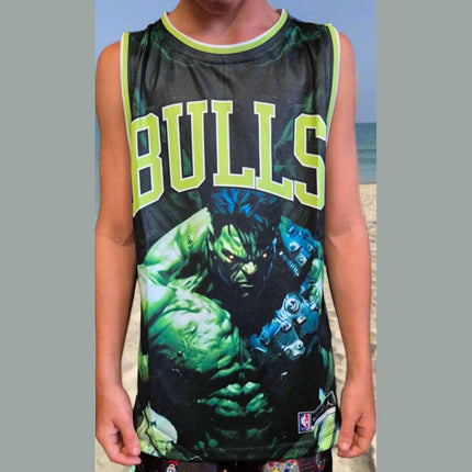 NBA BULLS JORDAN x HULK CUSTOM BASKETBALL SINGLET (CHOOSE SIZE) - 1of1 Collectables