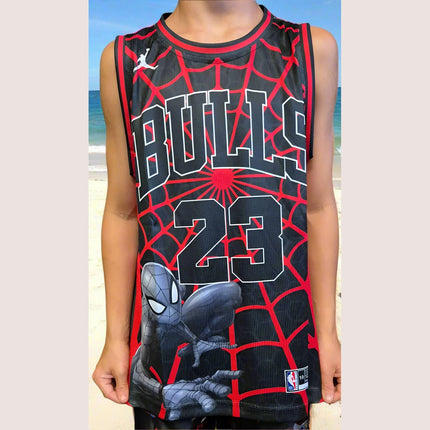 NBA JORDAN X SPIDERMAN CUSTOM BASKETBALL SINGLET (CHOOSE SIZE) - 1of1 Collectables