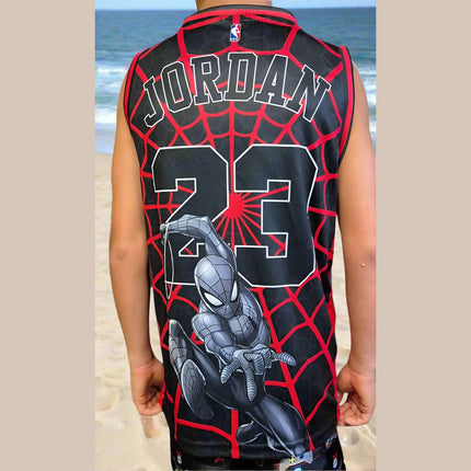 NBA JORDAN X SPIDERMAN CUSTOM BASKETBALL SINGLET (CHOOSE SIZE) - 1of1 Collectables