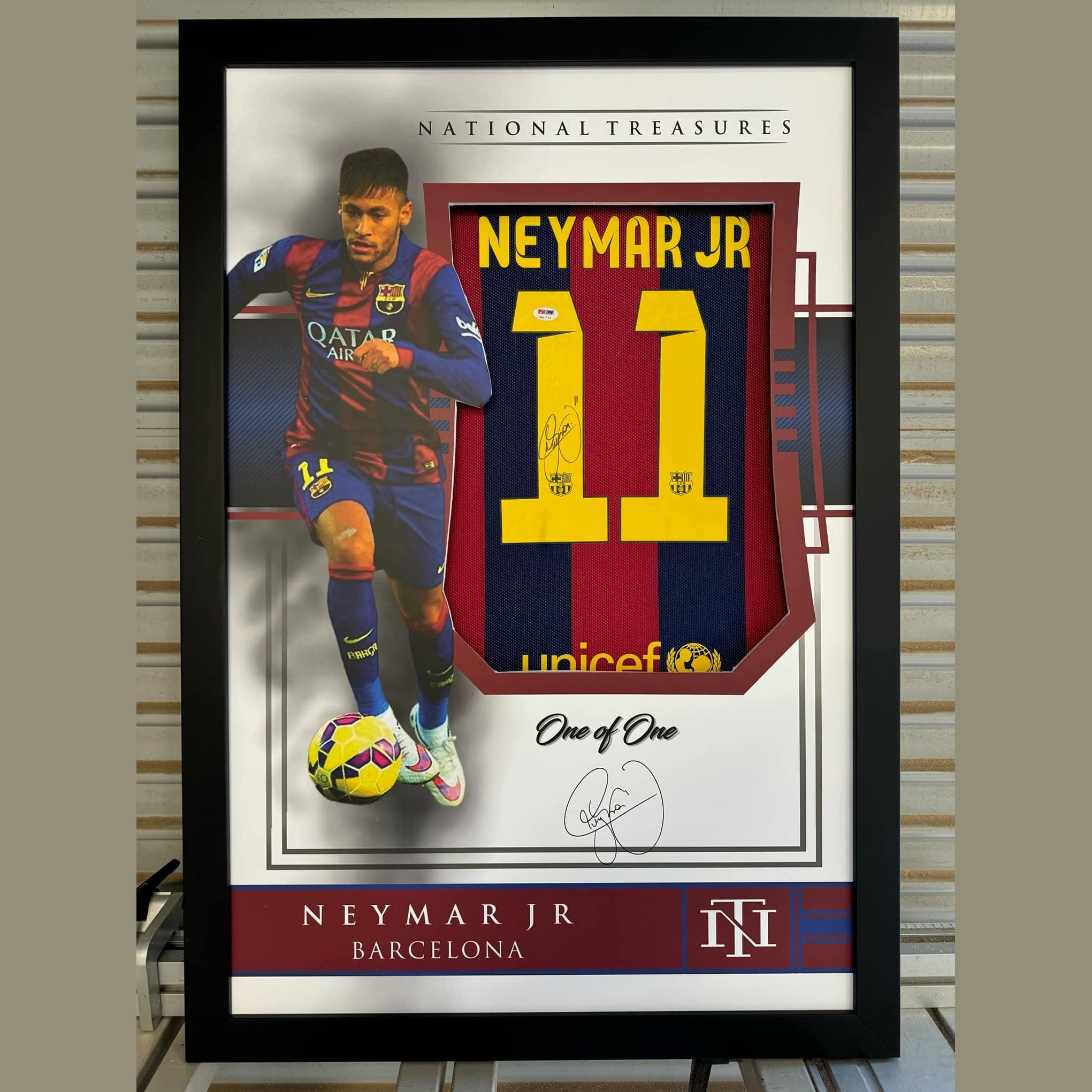 Neymar Jr FC Barcelona Signed Jersey - National Treasures Framed **PSA DNA AUTHENTICATED** - 1of1 Collectables