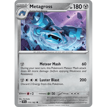 Pokemon - Temporal Forces Metagross (115/162) 115 Uncommon Reverse Holo - 1of1 Collectables