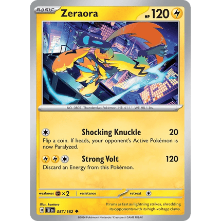 Pokemon - Temporal Forces Zeraora (057/162) 057 Uncommon Reverse Holo - 1of1 Collectables