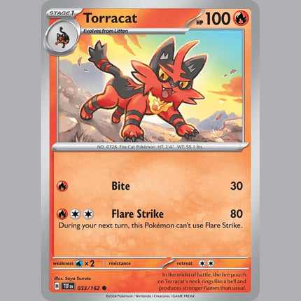 Temporal Forces Scarlet and Violet Torracat (033/162) 033 Raw Common - 1of1 Collectables