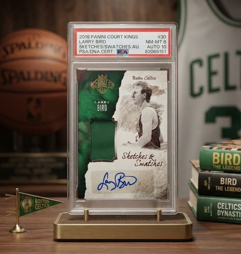 Larry Bird 2016/17 Court Kings Sketches/Swatches **PSA NM-MT 8** POP 1 - 14/60