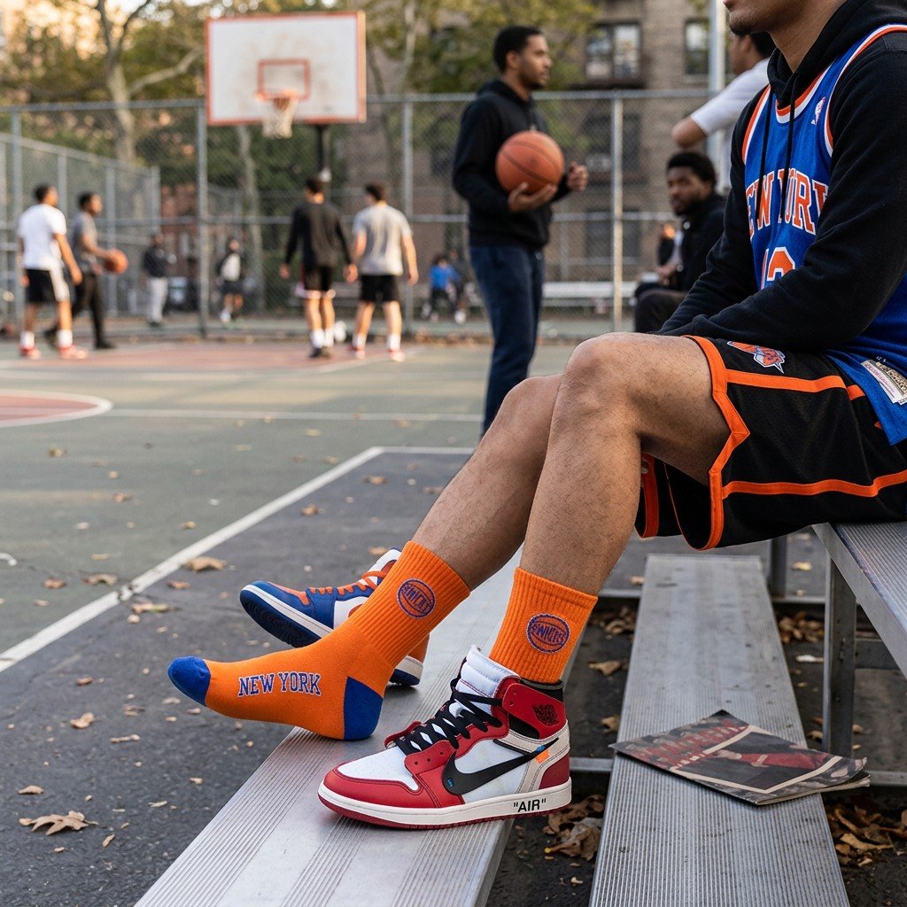 New York Knicks NBA Socks (Size 8-11) - Orange/Blue