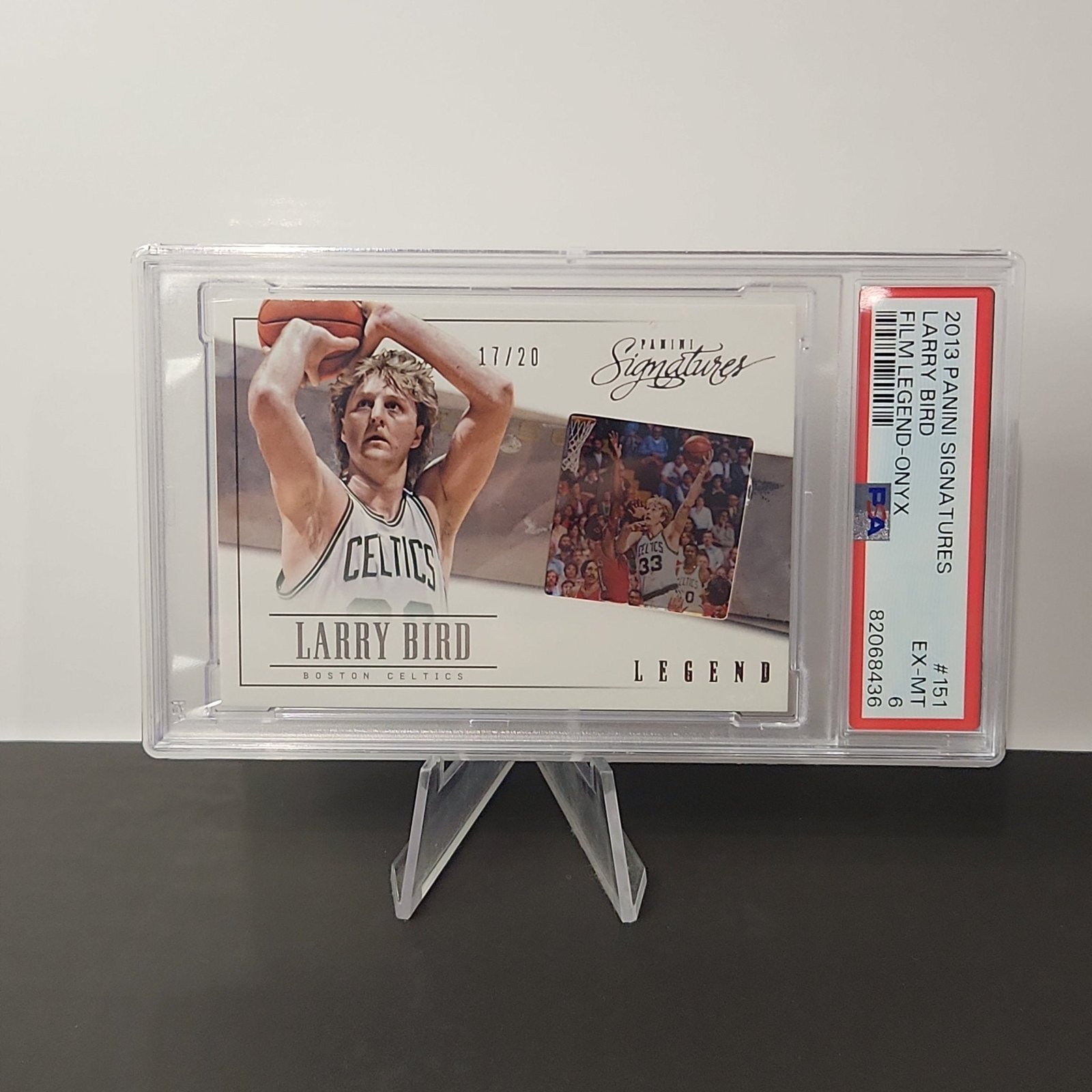 Larry Bird 2013/14 Panini Signatures Film Legend - Onyx **PSA EX-MT 6** **17/20**
