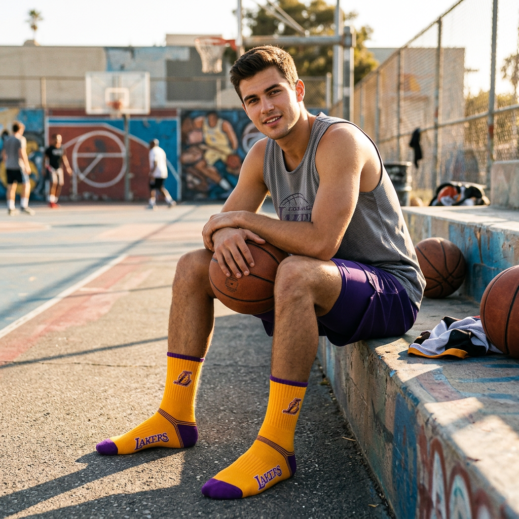 Los Angeles Lakers NBA Socks (Size 8-11) - Yellow/Purple