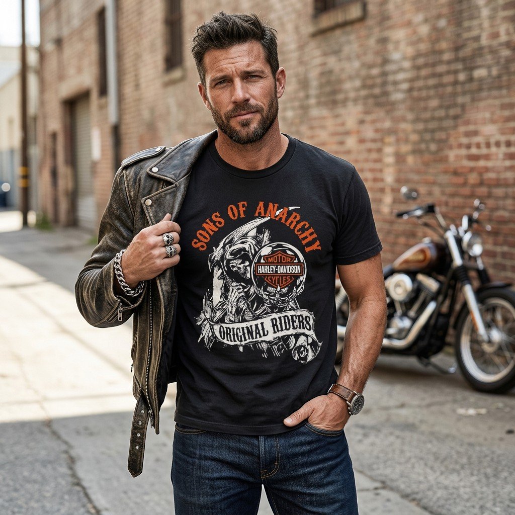 Sons of Anarchy HARLEY DAVIDSON MOTORCYCLES T SHIRT *VINTAGE 90s* (KIDS LARGE)