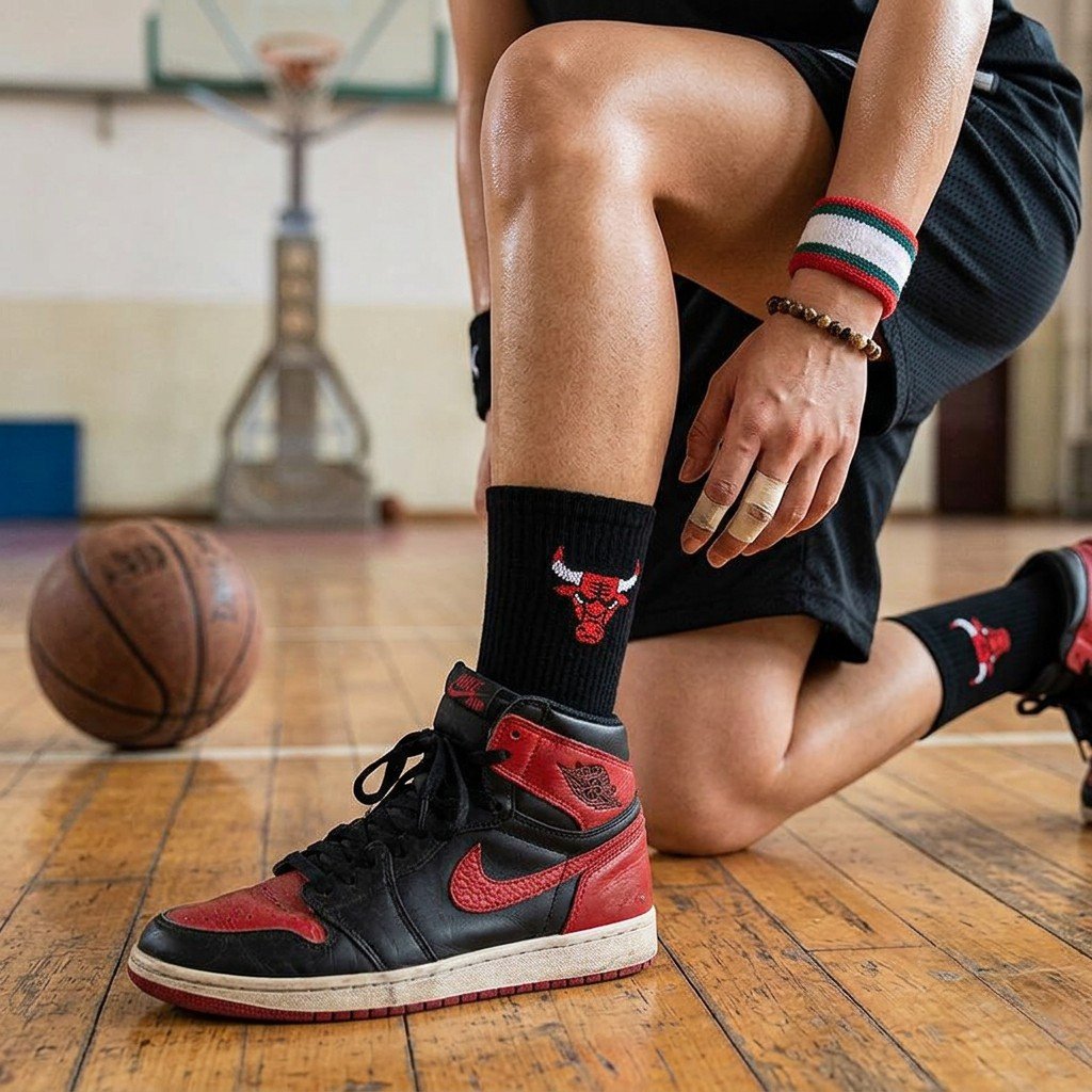Chicago Bulls NBA Socks (Size 8-11) - Black/Red