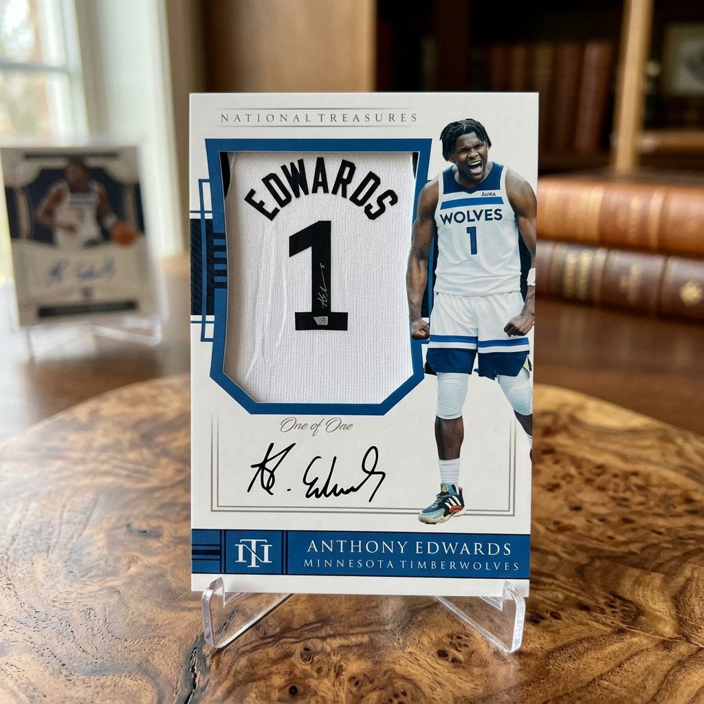 Anthony Edwards Minnesota Timberwolves Signed white Jersey - National Treasures Framed **FANATICS AUTHENTICATED**